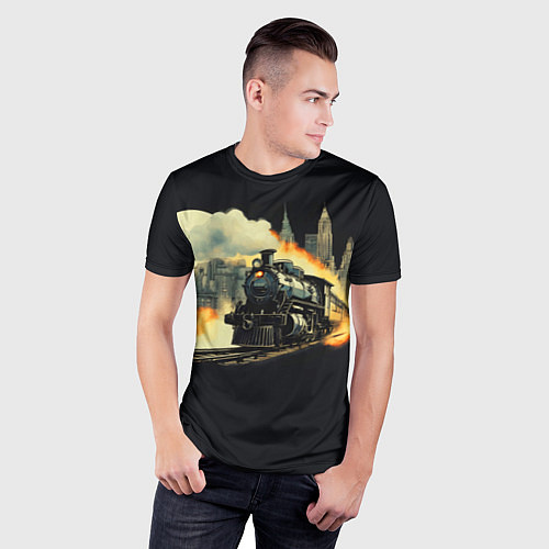 Мужская спорт-футболка Поезд путешествие / 3D-принт – фото 3