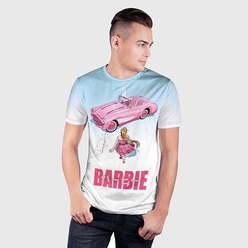 Мужская спорт-футболка Барби на дороге / 3D-принт – фото 3