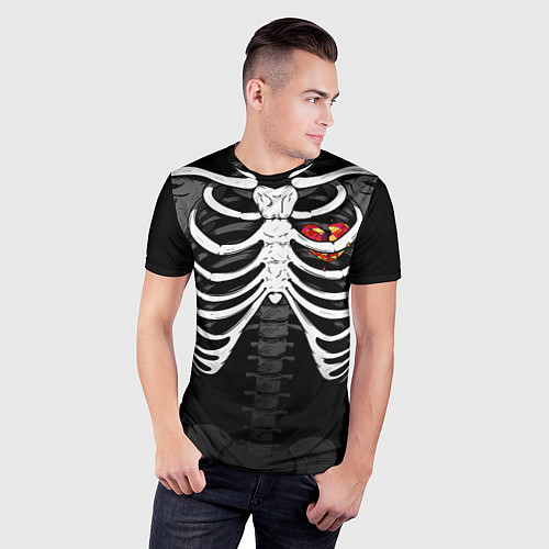 Мужская спорт-футболка Скелет: ребра с разбитым сердцем / 3D-принт – фото 3