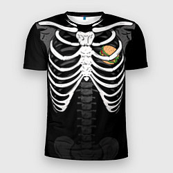 Футболка спортивная мужская Скелет: ребра и бургер, цвет: 3D-принт
