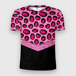 Футболка спортивная мужская Розовый леопард и блестки принт, цвет: 3D-принт