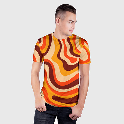 Мужская спорт-футболка Ретро текстура линий / 3D-принт – фото 3