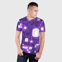 Футболка спортивная мужская Фиолетовые кибернетические схемы неон, цвет: 3D-принт — фото 2