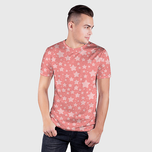 Мужская спорт-футболка Розовый паттерн со звёздами / 3D-принт – фото 3