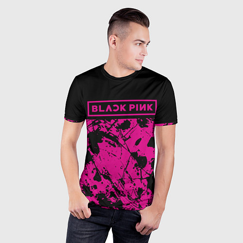 Мужская спорт-футболка Black pink - emblem - pattern - music / 3D-принт – фото 3