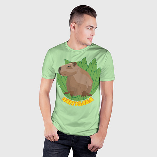 Мужская спорт-футболка Хэппибара счастлива / 3D-принт – фото 3
