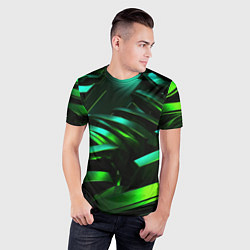 Футболка спортивная мужская Dark green abstract, цвет: 3D-принт — фото 2