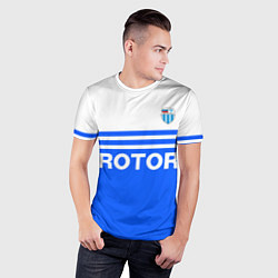 Футболка спортивная мужская ФК Ротор - синии линии, цвет: 3D-принт — фото 2