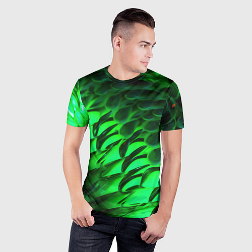 Мужская спорт-футболка Зеленая объемная текстура / 3D-принт – фото 3