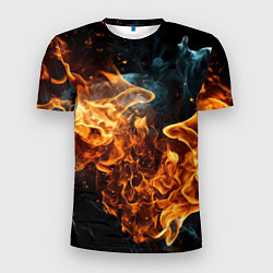 Футболка спортивная мужская Пламя огня фон, цвет: 3D-принт