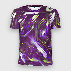 Футболка спортивная мужская Космические кибер схемы фиолетовые, цвет: 3D-принт