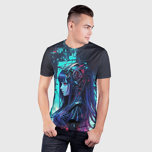 Мужская спорт-футболка Кибернетическая предсказательница / 3D-принт – фото 3