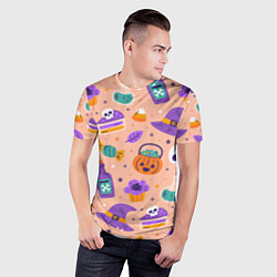 Футболка спортивная мужская Halloween skulls pattern, цвет: 3D-принт — фото 2