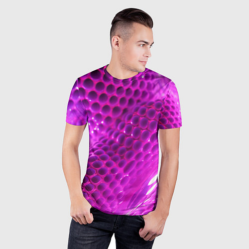 Мужская спорт-футболка Розовые объемные соты / 3D-принт – фото 3