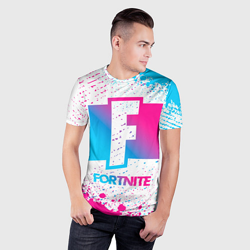 Мужская спорт-футболка Fortnite neon gradient style / 3D-принт – фото 3