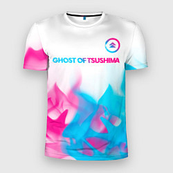 Футболка спортивная мужская Ghost of Tsushima neon gradient style: символ свер, цвет: 3D-принт