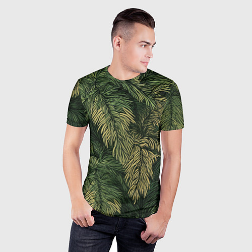Мужская спорт-футболка Камуфляж хвойный лес / 3D-принт – фото 3