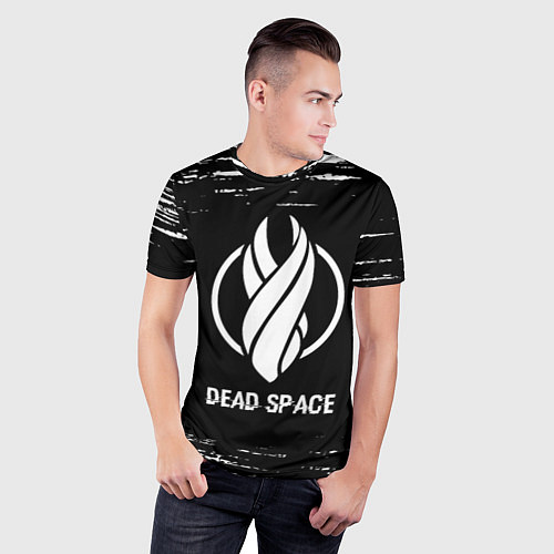 Мужская спорт-футболка Dead Space glitch на темном фоне / 3D-принт – фото 3