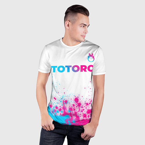 Мужская спорт-футболка Totoro neon gradient style: символ сверху / 3D-принт – фото 3