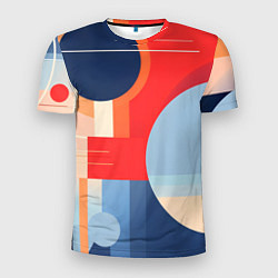 Мужская спорт-футболка Геометрическая абстракция с кругами и полосками
