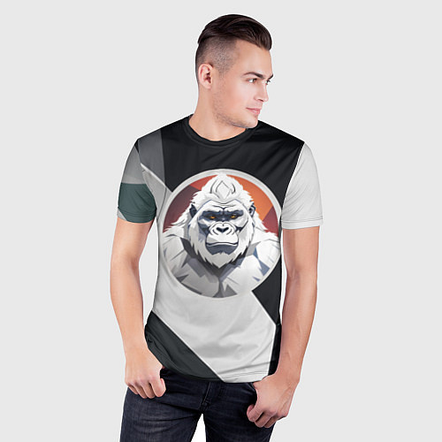 Мужская спорт-футболка Белая горилла / 3D-принт – фото 3