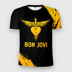 Футболка спортивная мужская Bon Jovi - gold gradient, цвет: 3D-принт