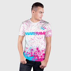 Футболка спортивная мужская Warframe neon gradient style: символ сверху, цвет: 3D-принт — фото 2