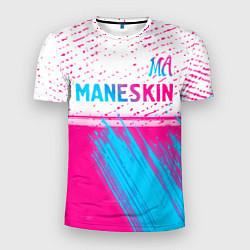 Футболка спортивная мужская Maneskin neon gradient style: символ сверху, цвет: 3D-принт
