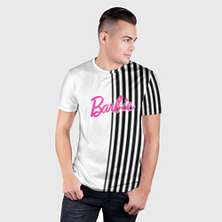 Футболка спортивная мужская Барби - белый и черные полосы, цвет: 3D-принт — фото 2