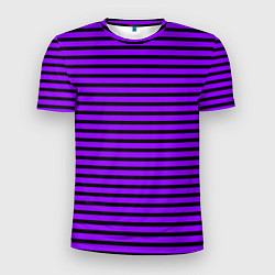 Футболка спортивная мужская Фиолетовый в чёрную полоску, цвет: 3D-принт