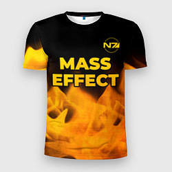Футболка спортивная мужская Mass Effect - gold gradient: символ сверху, цвет: 3D-принт