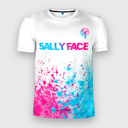 Футболка спортивная мужская Sally Face neon gradient style: символ сверху, цвет: 3D-принт