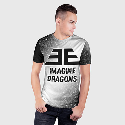 Мужская спорт-футболка Imagine Dragons glitch на светлом фоне / 3D-принт – фото 3