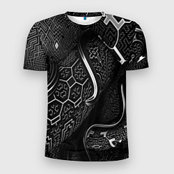 Футболка спортивная мужская Чёрно-белая орнамент, цвет: 3D-принт