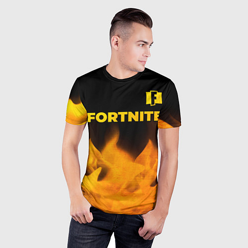 Мужская спорт-футболка Fortnite - gold gradient: символ сверху / 3D-принт – фото 3