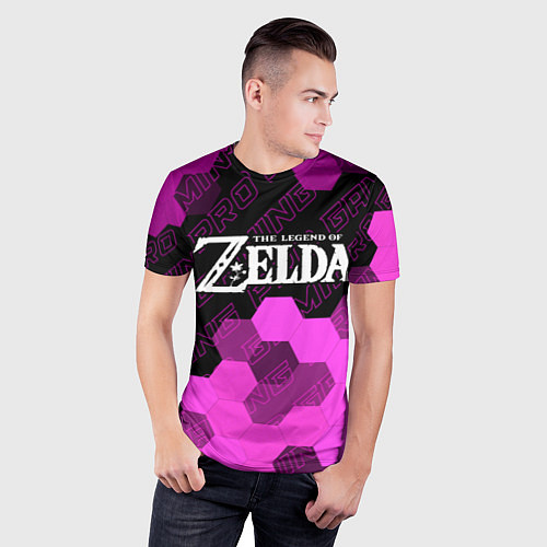 Мужская спорт-футболка Zelda pro gaming посередине / 3D-принт – фото 3