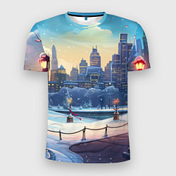 Футболка спортивная мужская Зимний большой город, цвет: 3D-принт