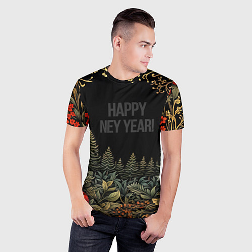 Мужская спорт-футболка Happy new year black style / 3D-принт – фото 3