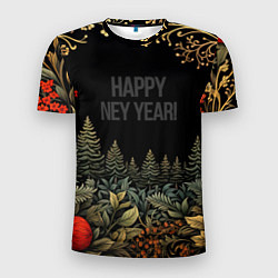 Футболка спортивная мужская Happy new year black style, цвет: 3D-принт