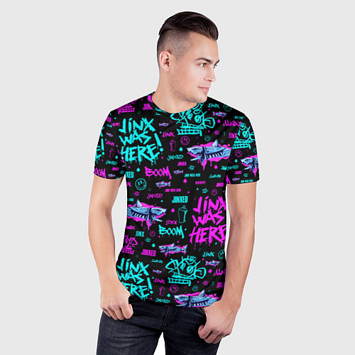 Мужская спорт-футболка Jinx Arcane pattern neon / 3D-принт – фото 3