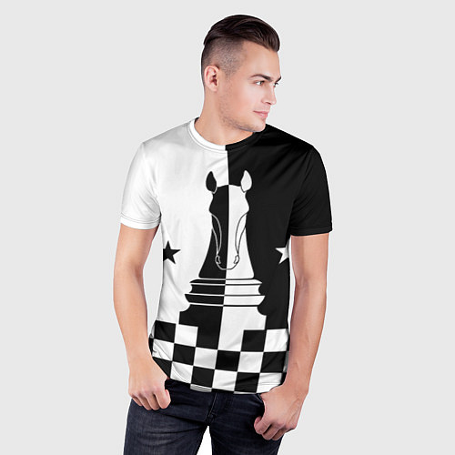 Мужская спорт-футболка Шахматный конь / 3D-принт – фото 3