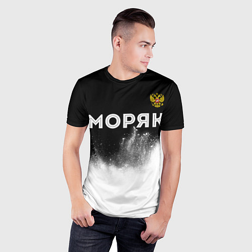 Мужская спорт-футболка Моряк из России и герб РФ посередине / 3D-принт – фото 3