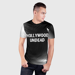 Футболка спортивная мужская Hollywood Undead glitch на темном фоне посередине, цвет: 3D-принт — фото 2