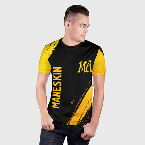 Мужская спорт-футболка Maneskin - gold gradient вертикально / 3D-принт – фото 3