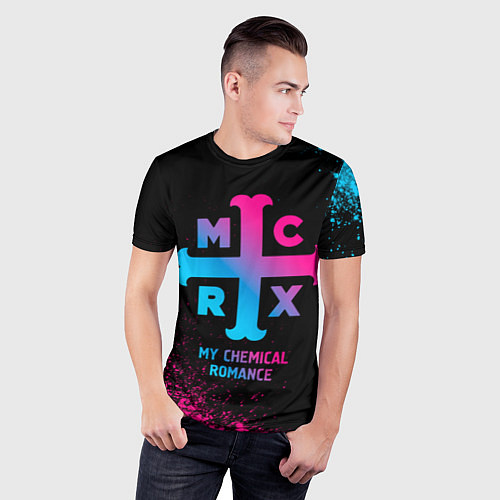 Мужская спорт-футболка My Chemical Romance - neon gradient / 3D-принт – фото 3