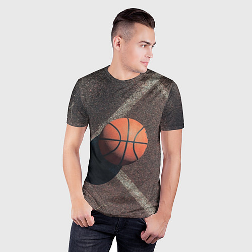 Мужская спорт-футболка Мяч баскетбольный / 3D-принт – фото 3