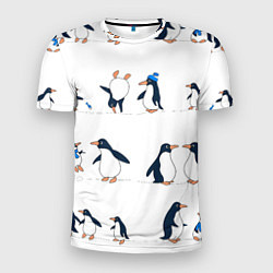 Футболка спортивная мужская Семейство пингвинов на прогулке, цвет: 3D-принт
