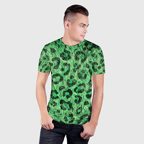 Мужская спорт-футболка Зелёный леопард паттерн / 3D-принт – фото 3