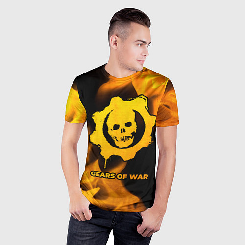 Мужская спорт-футболка Gears of War - gold gradient / 3D-принт – фото 3