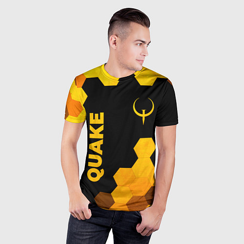 Мужская спорт-футболка Quake - gold gradient вертикально / 3D-принт – фото 3